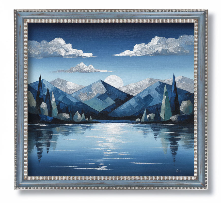 Delia Guilloché vieux bleu filets argent